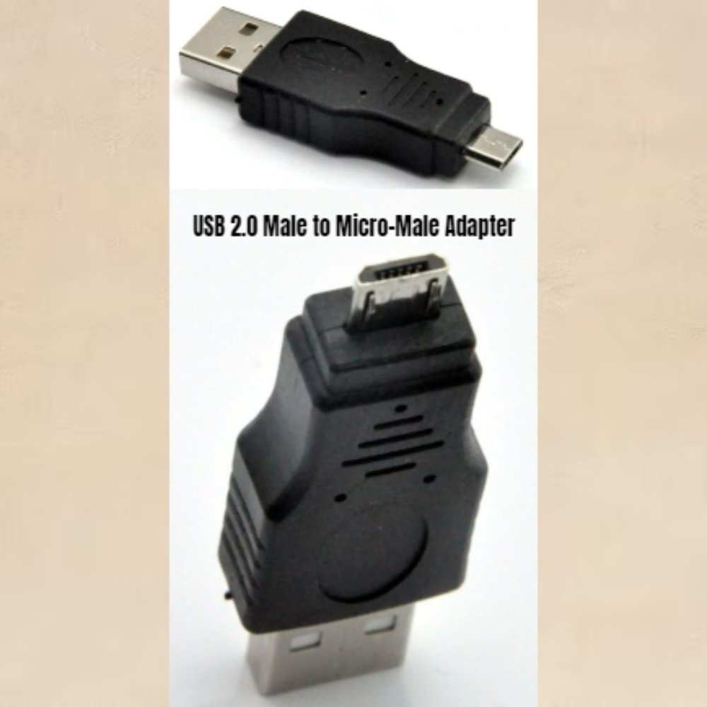 USB 2.0 Male to Micro-Male Adapter Charge Connect Android Devices Cameras